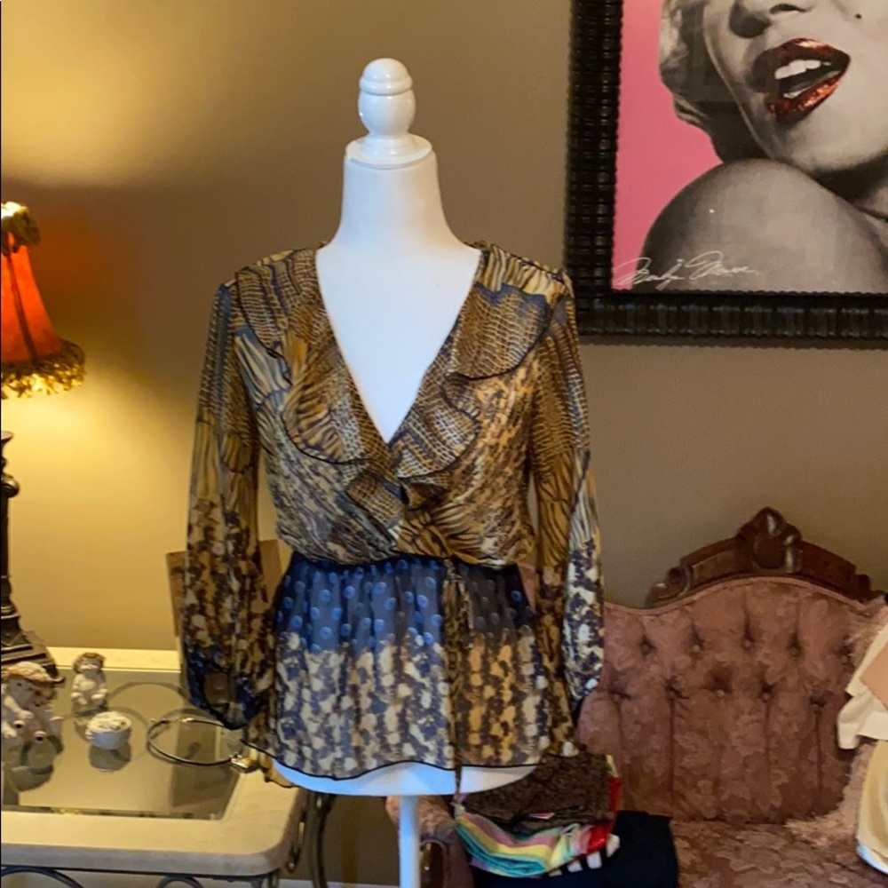 Tyche ruffled V-neck empire waist blouse